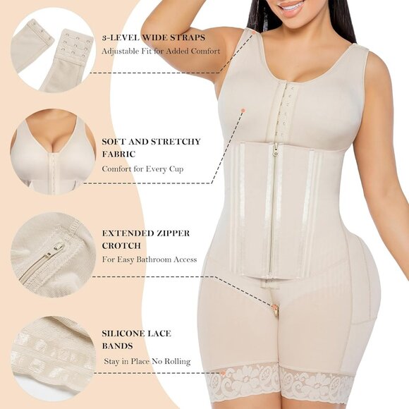 Women's 1-Beige Body Shaper Girdles Surgery Garment Shapewear Tummy Control - Picture 4 of 6